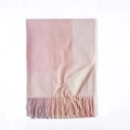 Soft pink and cream plaid cashmere-feel scarf with elegant fringe details for women - 7# Light Pink