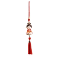 Style B Zen Lotus pendant with a praying monk on a pink flower and red silk tassels - Zen Lotus Pendant