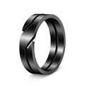 Minimalist black stainless steel ring with industrial matte finish and crack pattern - US 7 / Black