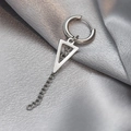 Silver steel huggie earring with hollow triangle pendant and chain tassel for men - Hollow Triangle Tassel Pendant Hoop