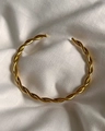 Open gedraaide golfpatroon armband van 18k goud verguld roestvrij staal - Gedraaid Patroon 2 / 2# Goud