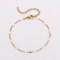 Bohemian gold stainless steel chain bracelet with white enamel oval charms and lobster clasp - Gold + White Enamel