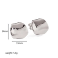 Boucles d'oreilles clous métalliques ondulées argentées polies de 14mm par 15mm - Argent (TE6223-S)