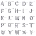 Polierte silberne Alphabet-Ohrstecker Set mit Buchstaben A-Z im minimalistischen Stil - Buchstabe A / Silber