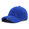 Gorra de béisbol de lana de cordero azul Klein con textura suave y visera curva - Ajustable / Azul Real