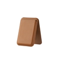 Brown leather MagSafe wallet for iPhone with vertical stand design and fine stitching - Brown
