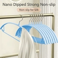 Light blue non-slip nano-coated clothes hanger with metal hook for silk clothing - 41cm / Nano Anti-slip / Blue