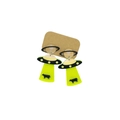 Creative acrylic UFO and cow dangle earrings in fluorescent green and black design - UFO Abducting Cow Style(3F440)