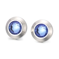 Orecchini a perno in acciaio inossidabile con un cristallo blu sfaccettato brillante - Base Argento Stile Blu (KE55644-Z)