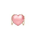 Chic pink heart-shaped crossbody bag with geometric facets and golden chain strap - Pink
