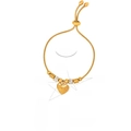 Titanium steel heart and eye charm bracelet in gold finish with I Love You engraving - Heart Engraved Style (E442) / Gold
