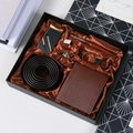 6-piece men's brown gift set with belt, wallet, lighter, pen, cufflinks, and keychain - 7-Piece Coffee Set (Wallet + Auto Buckle + Belt + Keychain + Pen + Cufflinks + Gift Box)