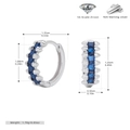 Detailed size specifications for S925 sterling silver hoop earrings with blue zircon - 925 Silver / 925 Silver White Gold Plated - Blue