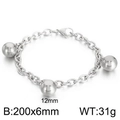 Pulsera de cadena de acero de titanio plateado pulido con tres colgantes de bolas 12mm - Estilo de 3 Bolas Color Acero (KB165633-Z)