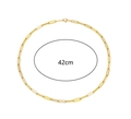 Golden 42cm paperclip chain necklace in 18K gold plated titanium steel detail view - Gold Paperclip Chain