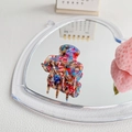 Acetate hair claw clip with colorful marble pattern displayed on a heart mirror - 3.5cm / Multi-color