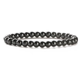 Elastic beaded bracelet with polished metallic dark grey hematite stone spheres - Hematite 6mm Round Bead