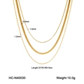 Collar de tres capas en acero inoxidable chapado en oro de 18K con detalles de medidas - Cadena de Serpiente Dorada de Tres Capas (HC-N40030)
