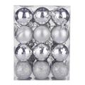 Set di 12 palline di Natale argento con texture diverse per decorazione dell'albero - 24 Pezzi/4cm / Argento