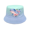 Détail d'un chapeau bob enfant dégradé menthe et bleu avec imprimé baleine mignon - 52-54cm / Bleu Ciel Dégradé