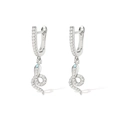 Exquisite S925 Silber Schlangen-Ohrringe mit weißen Zirkonia und blauen Edelstein-Augen - Weißgold