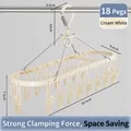 Aluminum multi-clip laundry drying rack in cream white with 18 clips for socks - Oval 18 Clips / Cream