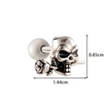 Silver skull and rose cartilage stud earring in retro style, size 0.85x1.44cm - Silver Skull with Rose