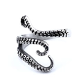 Anello vintage a tentacolo di polpo in argento antico con dettagli a ventosa neri - US 7 / Argento Antico
