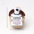 Handmade crochet sloth doll gift with motivational card, 7.5cm beige plush toy - Sloth with Colored Card