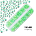 Light green AB resin rhinestones set in 12-slot storage box for nail art ZSHZ-847 - Light Green Nude AB (ZSHZ-847)