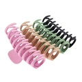 Matte large hair claw clips set in pink, brown, green, and black colors for women - Matte 4-Piece Set