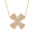 Gold plated X-shaped cursive letter pendant necklace with sparkling micro-pave zircons - Letter X / Gold