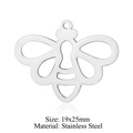 Ciondolo ape traforato in acciaio inossidabile argento, accessorio DIY, 19x25mm - Ape / Argento