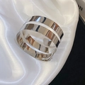 Minimalist silver open cuff bracelet featuring a sleek double-layer hollow metal design - Silver Double Layer Minimalist Polished Style