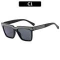 Chic black oversized sunglasses with silver rhinestone trim and dark gray lenses - Black Frame Grey Lens