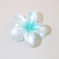 Pearlescent plumeria hair claw clip with mint green gradient petals for women - 8cm Pearly White-Lake Blue / Bulk Packaging