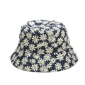 Chapeau bob bleu marine à motif marguerites pour protection solaire en été - M (56-58cm) / Marguerite Marine