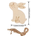 Wooden rabbit ornament with hanging rope showing dimensions 7.8x5.4cm for holiday decor - Rabbit / 10 Pieces Pack