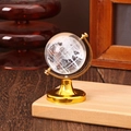 Mini crystal globe desk ornament with golden metal stand for creative table decoration - Gold