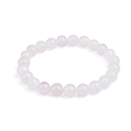 Bracciale artigianale con pietre tonde di quarzo rosa naturale da 8 mm in rosa tenue - Pietra Bianca