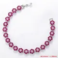 Detail of flower bracelet featuring pink and white crystals with 8mm width and 200mm length - Platinum Rose Zirconia Bracelet (VL527)
