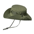Chapeau de soleil extérieur vert armée à large bord avec mesh et mentonnière réglable - Vert Armée Mesh