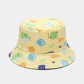 Cappello a secchiello giallo con vivaci stampe di animali marini e protezione solare - M (56-58cm) / 10# Vita marina gialla