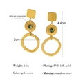Boucles d'oreilles pendantes en acier inoxydable doré 18K avec turquoise africaine - Style Géométrique Turquoise Africaine (SE23041103)