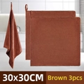 Set of 3 coffee brown microfiber cleaning cloths with hanging loops, size 30x30cm - Coffee 30x30CM Thickened (3 PCS)