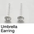 S925 sterling silver umbrella stud earring base in plain silver finish 4mm size - 4mm Umbrella / Silver