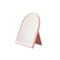 Espejo de maquillaje ondulado con marco de plástico rosa y soporte plegable - Rosa