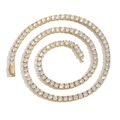 Luxurious gold-plated tennis chain with sparkling round cubic zirconia stones in spiral layout - 3mm*45cm / Gold