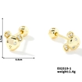 Dettaglio con dimensioni dei piccoli orecchini a orsetto dorati con zircone - Design Orso (E02519-1)
