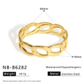 Polished 18K gold-plated stainless steel chain cuff bracelet with waterproof finish - Oval Link Chain Style (NB-B6282)
